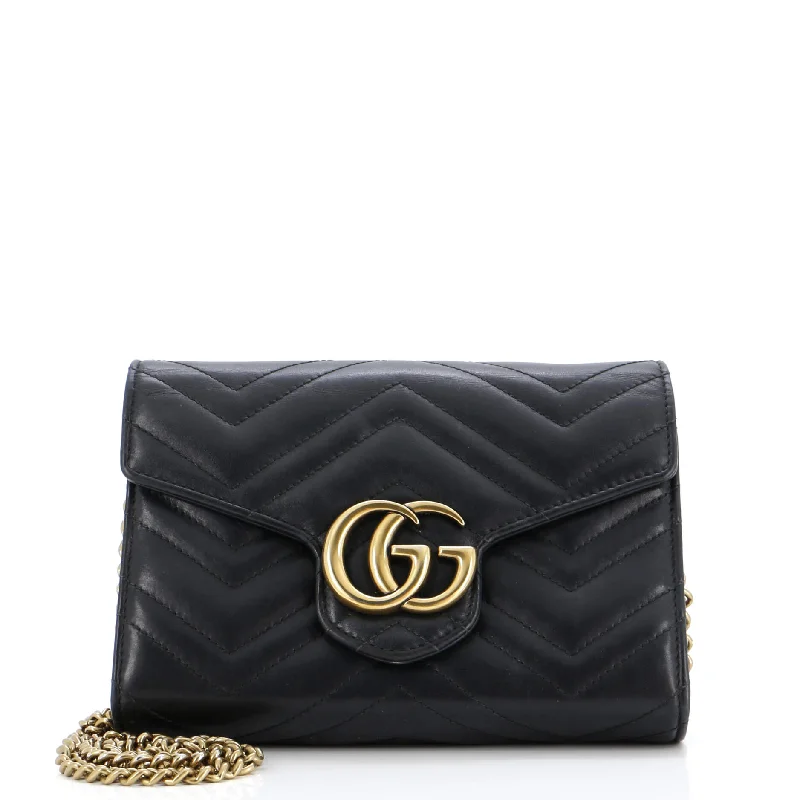 Top-rated money clips for everyday use GG Marmont Chain Wallet Matelasse Leather Mini