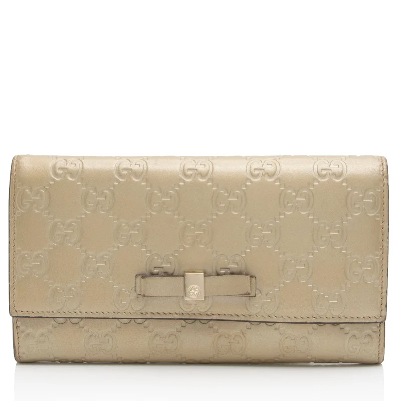 Stainless steel money clips for durability Gucci Guccissima Leather Bow Signature Continental Wallet Stainless steel money clips for durability Gucci Guccissima Leather Bow Signature Continental Wallet