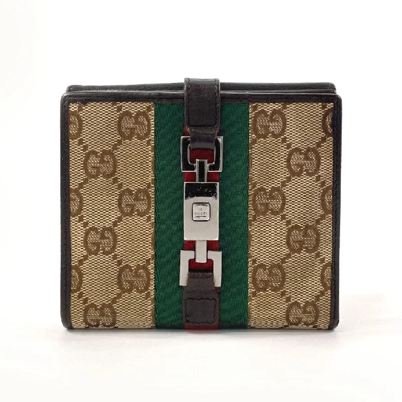 Money clips with RFID protection Gucci Jackie GG Canvas Bifold Wallet Brown