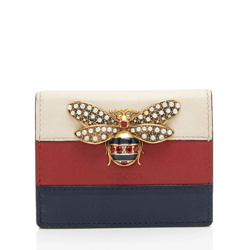 Custom money clips for corporate gifts Gucci Leather Queen Margaret Bee Card Case