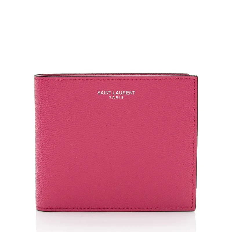 Personalized engraved money clips for men Saint Laurent Grain de Poudre E/W Wallet
