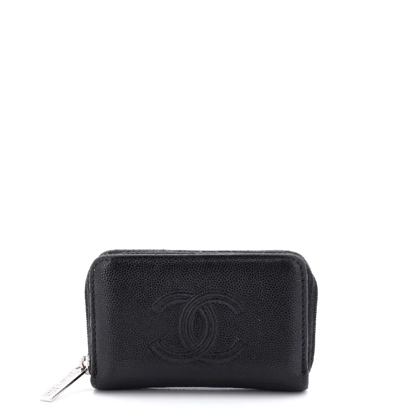 Slim money clips for minimalist wallets Timeless Zip Around Coin Purse Caviar