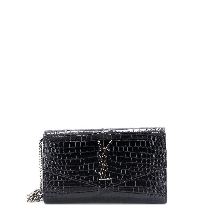 Money clips for women with sleek designs Uptown Chain Wallet Crocodile Embossed Leather Money clips for women with sleek designs Uptown Chain Wallet Crocodile Embossed Leather