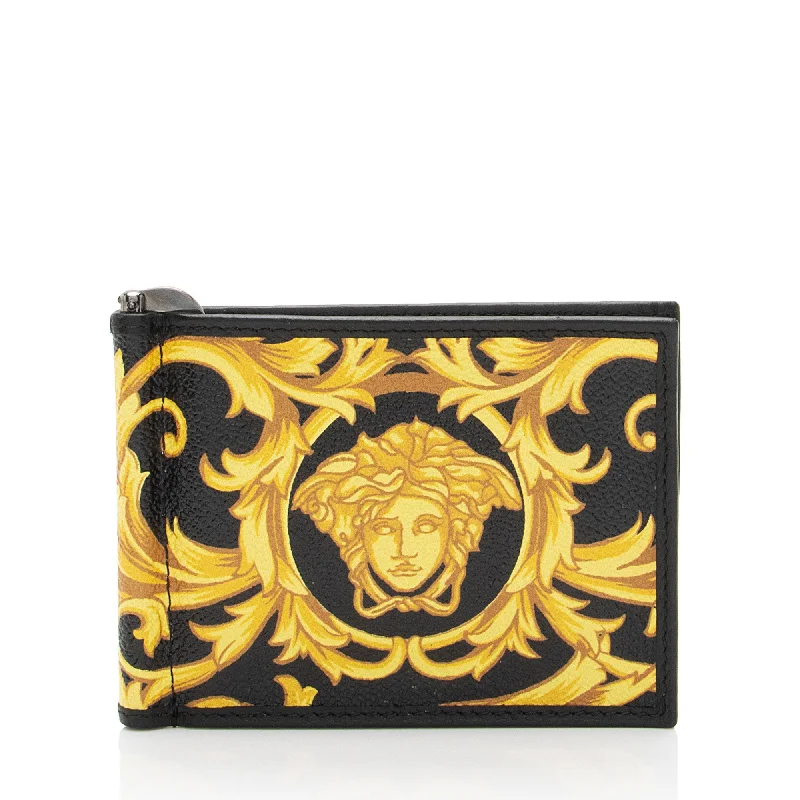 Slim money clips for minimalist wallets Versace Barocco Canvas Medusa Money Clip Wallet Slim money clips for minimalist wallets Versace Barocco Canvas Medusa Money Clip Wallet