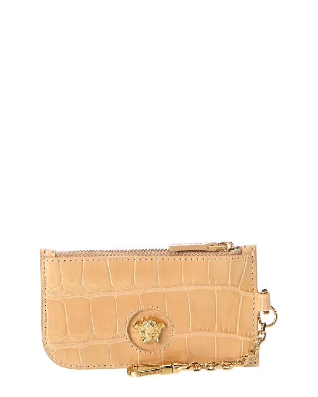 Stainless steel money clips for durability Versace La Medusa Croc-Embossed Leather Card Holder Stainless steel money clips for durability Versace La Medusa Croc-Embossed Leather Card Holder