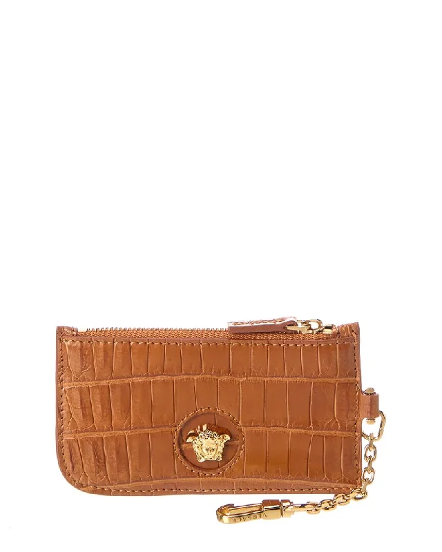 Money clips for women with sleek designs Versace La Medusa Croc-Embossed Leather Card Holder Money clips for women with sleek designs Versace La Medusa Croc-Embossed Leather Card Holder