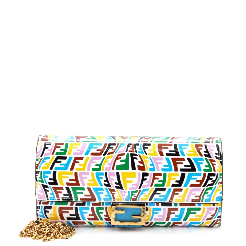 Elegant money clips for weddings x Sarah Coleman Baguette Continental Wallet on Chain Fish-Eye FF Embossed Leather